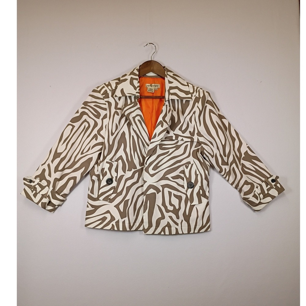 Safari Core Patrick Christopher Women XL Brown White Zebra‎ Print Cotton Jacket